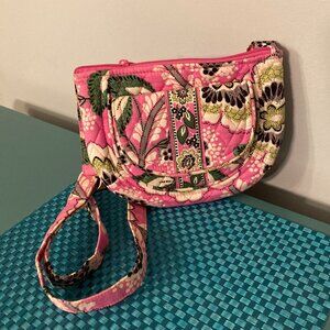 Vera Bradley Lizzy Crossbody Purse Priscilla Pink Built In Wallet Bag EUC